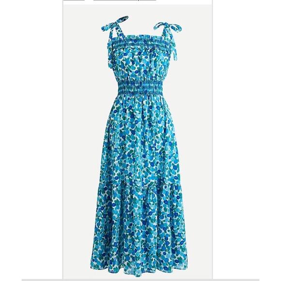 J.CREW Dresses & Skirts - J Crew NWT Blueberry Floral Smocked Midi Dress M Tiered Coastal Lightweight